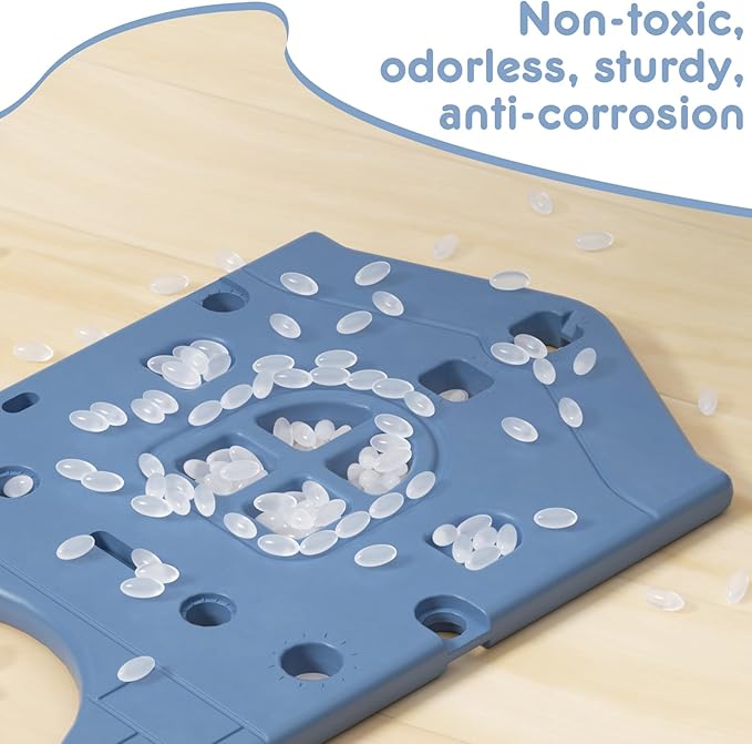 KORIMEFA 7-in-1 Toddler Slide & Climber Playset with Basketball Hoop, Ring Toss, Telescope Indoor/Outdoor Activity Center for Kids 1-3 Years Blue