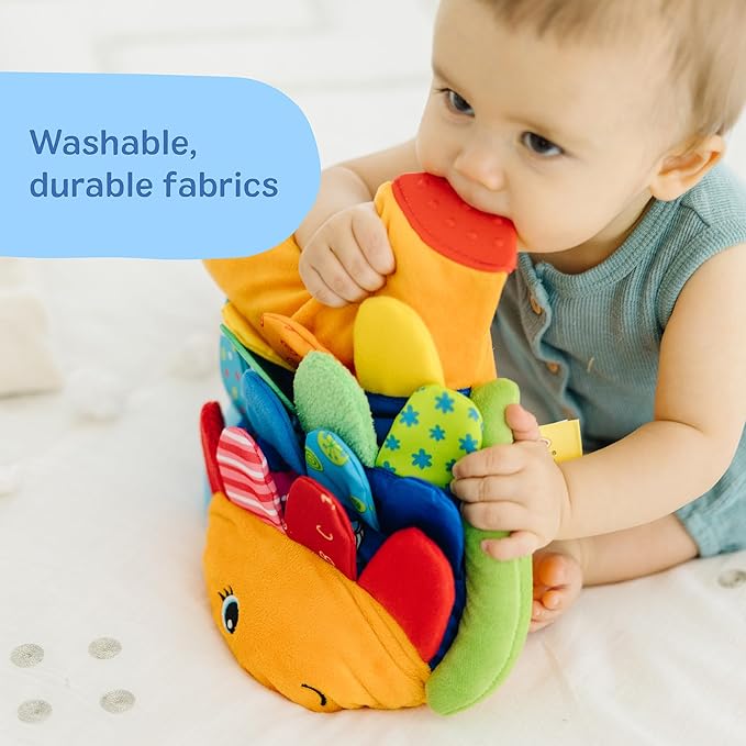 Melissa & Doug K’s Kids, Flip Fish Stuffed Animal, Soft Baby Book, Multi-Textured Squeaking & Crinkling Infant Sensory Toys for Babies with Baby Mirror, Tummy Time Toys for Infants Ages 0–9 Months