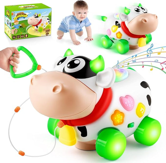 Musical Toys for Baby 6-12-18 Months, 7 in 1 Multi-Functional Crawl & Pull Toys, Christmas Birthday Gifts for 1-2 Year Old Boys and Girls.