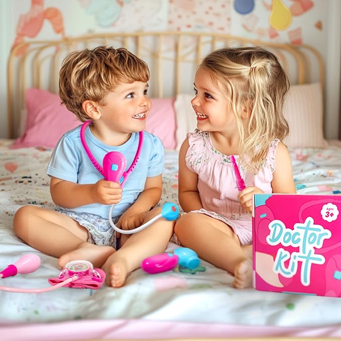 Doctor Kit for Toddlers 3-5 - Preschool Pretend Play Medical Kit with Stethoscope, Blood Pressure Cuff and Carrying Bag- Dress Up Toys for Kids Ages 3+ Years