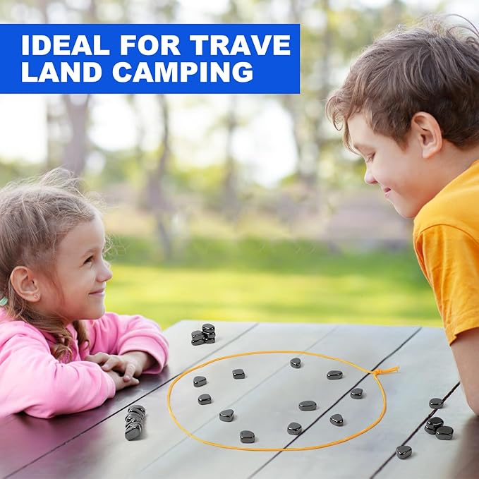 Magnetic Chess Set with 32 Travel-Stones, 3 String & Portable Storage Bag, Strategy Board Game for Family Game Night, Indoor Outdoor Use for Kids Adults (Age 9+)