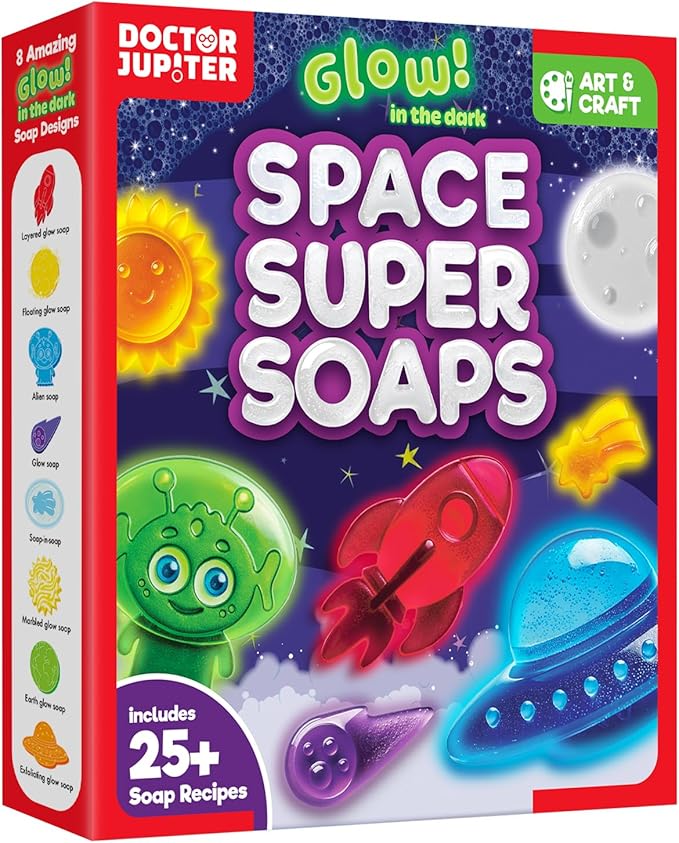 Doctor Jupiter Space Super Soaps - Soap Making Kit for Kids Ages 4+ | Science Kit for Kids 4-5-6–7-8-12 Year Olds | Birthday Gift Ideas for Boys & Girls, Space Toys, Summer Activities