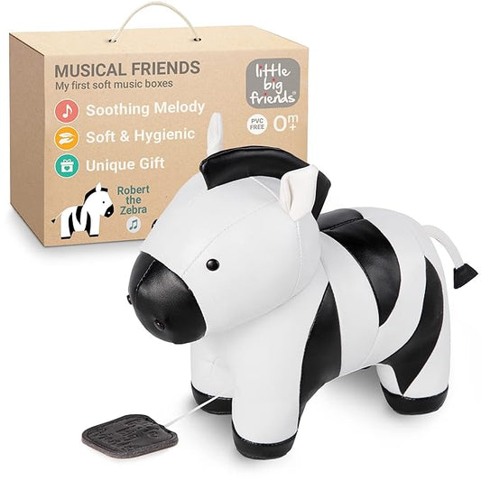 Little Big Friends Musical Baby Toy – Soft Plush Pull-String Cord Classical Toy for Baby & Toddlers | Soothing Stuffed Cuddly Animal Gift | Robert The Zebra