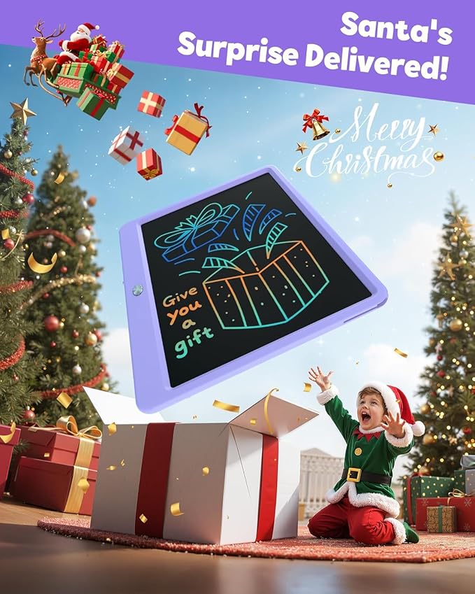 TEKFUN LCD Writing Tablet Doodle Board, 12inch Colorful, Kids Travel Essentials, Kid Toys for 3 4 5 6 7 8 Year Old Girls Boys (Purple)