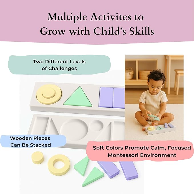 Wooden Shape Sorter for Toddlers | Montessori Toys for 1+ Year Old | Toddler for Learning Object Permanence and Color Sorting | Ages 1-3