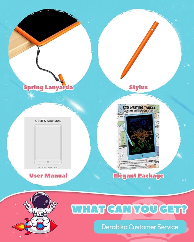 ORSEN LCD Writing Tablet 10 Inch, Colorful Doodle Board Drawing Tablet, Erasable Reusable Writing Pad, Educational for 3-8 Year Old Girls Boys(Orange)