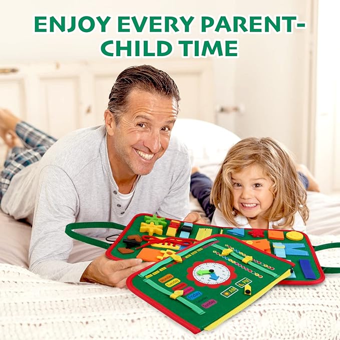 Hooku Busy Board for 1 Year Old, Montessori Sensory Toys for Toddlers 1-3, Fine Motor Travel Toys, Toddler Learning Activities, Birthday Gifts for Baby Boy Girl