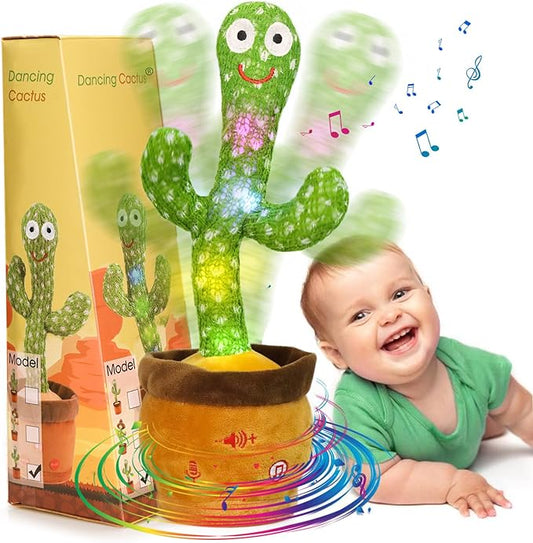 Emoin Dancing Talking Cactus Toy, Cactus Baby Toy Singing Children's Song, Mimicking Recording Repeating What You Say, Educational Interactive Baby Boys Girls Toys (Volume Adjustment)
