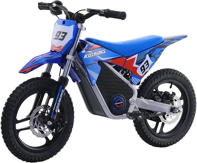 Electric Dirt Bike for Boys Girls Ages 5-10, 350W High Racing Competition Grade Motorcycle, Up to 18MPH 3 Speed Settings Balance Bike, 14IN Off-Road Tires Advanced Shock Absorption, Blue