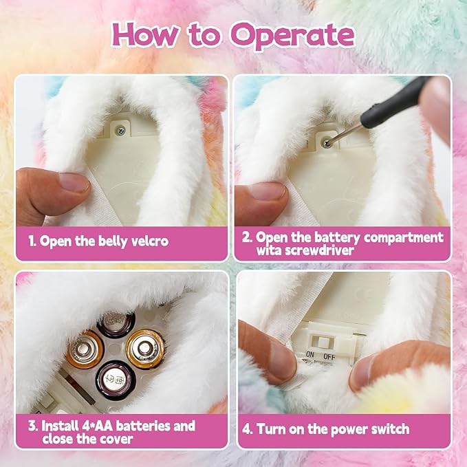 Plush Interactive LED Robotic Kitten, Electronic Pet, Animated Toy Cats for Girls, Baby, Kids