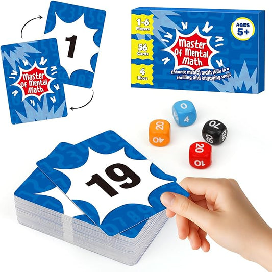 Aizweb Math Games for Kids - Addition, Subtraction, Multiplication, Division Flash Cards - Educational Learning Counting for Homeschool, Classroom, Travel - Indoor Outdoor Dice Family Game