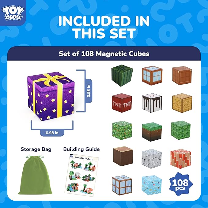 TOY Life Magnetic Blocks, Mine Magnet Block Set Build Frozen Princess Castle World for Kids Age 3+ Year Old Boys Girls, Magnetic Building Blocks for Toddler (108PCS Forest Castle)
