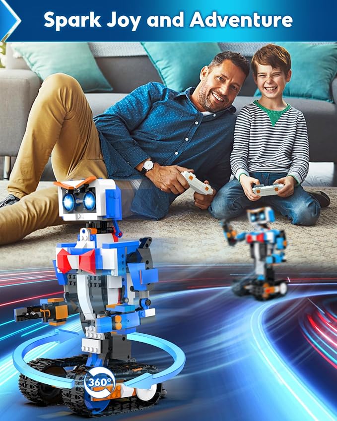Robot Building Kits for Kids, Stem Toys for Boys Age 8-12, APP & Remote Control Educational Coding Building Sets, Programmable Robot for Kids, Rechargeable Robotic Kit Gifts for Girls Boys
