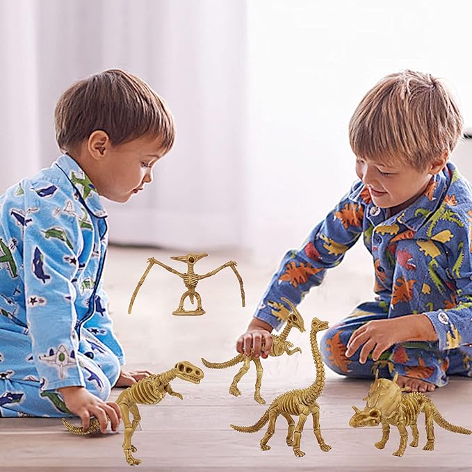 6 Inch Dinosaur Fossil Skeleton for 3 4 5 6 7 8 9 10+ Year Old, Dino Bones for Science Play Rewards, Dino Sand Dig Toys, Educational Gift, Party Favors for Kids (12 Packs)