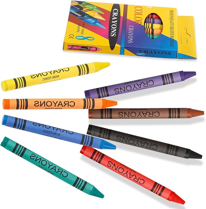 100 Sets of 8-Pack Crayons, 8 Colors, 800 Total, Perfect for Schools, Parties & Gifts