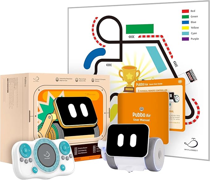 WhalesBot Pubbo Air Smart Robot Kit for Kids 6 7 8 9 10, Voice/Touch/Remote Control, Interactive Companion Robotic with 9 Sensors, Modular/Scratch Coding, STEM Educational Toy Gift for Boys Girls