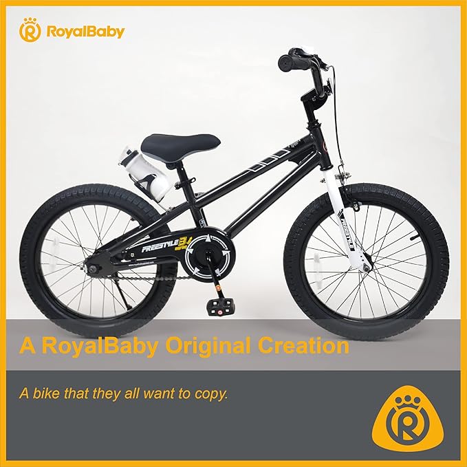 RoyalBaby Kids Bike Freestyle Classic & EZ Balance Pedal Switchable Bicycle, 12 14 16 18 Inch, 3-10 Years Toddler to Big Kids