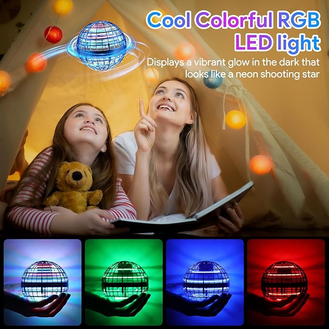 Flying Orb Ball Toys 2024, Soaring Hover Boomerang Spinner Hand Controlled Mini Drone Cosmic Globe Spinning Kids Adults Outdoor Fly Toy Birthday Gift Cool for Boys Girls 6 7 8 9 10 11 12 Year(Blue)