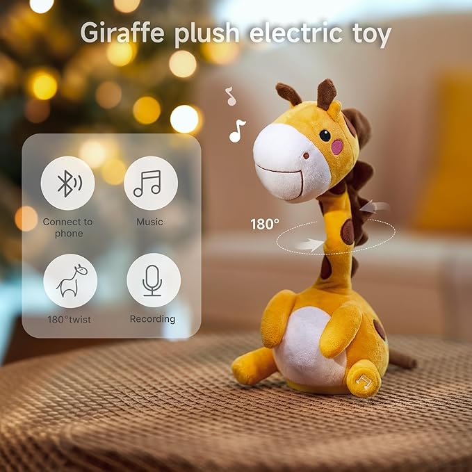 TUMAMA Dancing Talking Giraffe Toys, Mimicking Twisting Electronic Soft Plush Giraffe Toy with Record & Repeating What You Say, Singing Interactive Baby Toy for Toddler Boys Girls Gifts