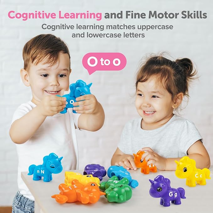 ABC Letters Matching Toys Double-Sided Alphabet Learning Toy for Kids Fine Motor Toys Uppercase Lowercase Letters Sorting and Matching Game Easter Birthday Gifts for Toddlers Kids 3 4 5（13Pcs）