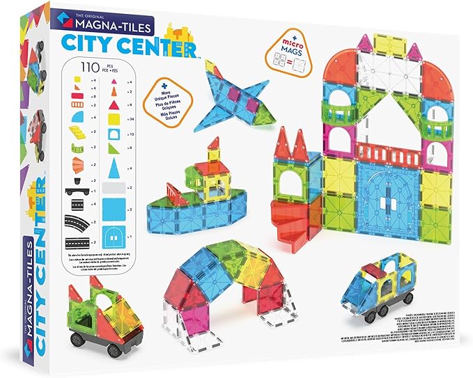 MAGNA-TILES City Center 110-Piece Magnetic Construction Set, The Original Magnetic Building Brand