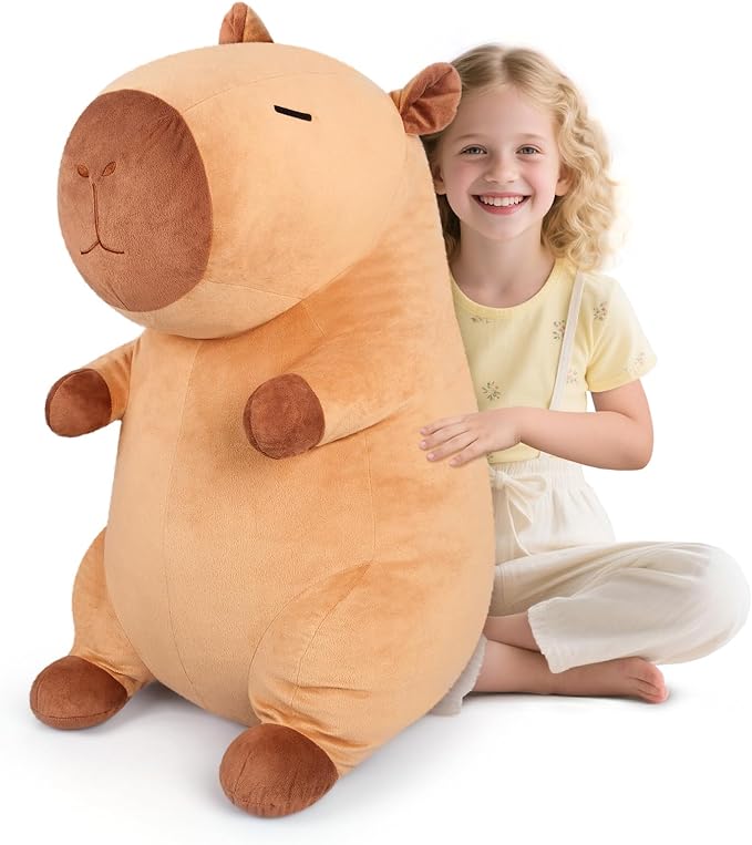 Giant Capybara Plush 30", Jumbo Soft Capybara Stuffed Animal, Giant Plush Toys Hugging Pillow for Stress Relief & Sleep Aid, Huge Cuddly Capibara Plushie Gift for Kids Adults