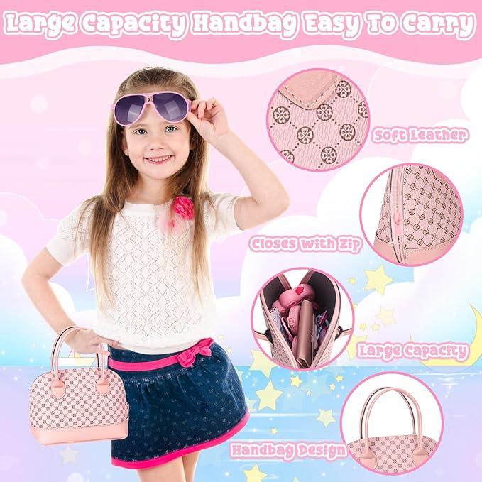 Toddler Play Purse for Little Girls, 35PCS Kids Purse with Pretend Play Princess Toys Includes Handbag, Camera, Phone, Wallet, Key, Kids Purse Birthday Gift for Girls Toddler Age 3 4 5 6+