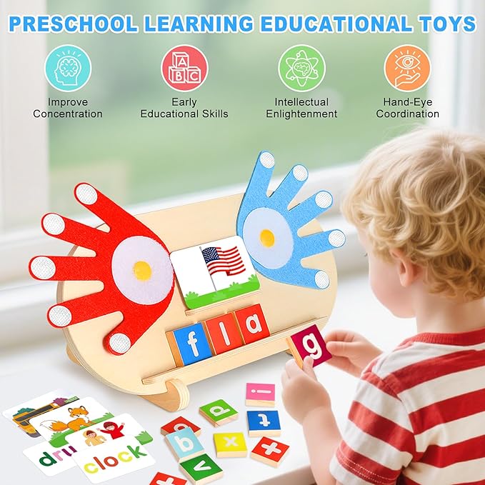 2 in 1 Preschool Learning Toys for Toddlers 2-4, Montessori Toys for 3-5 Boys Girls Birthday Gifts, Educational Math Manipulatives Number Counting Blocks & ABC Game Toys, Christmas Stocking Stuffers