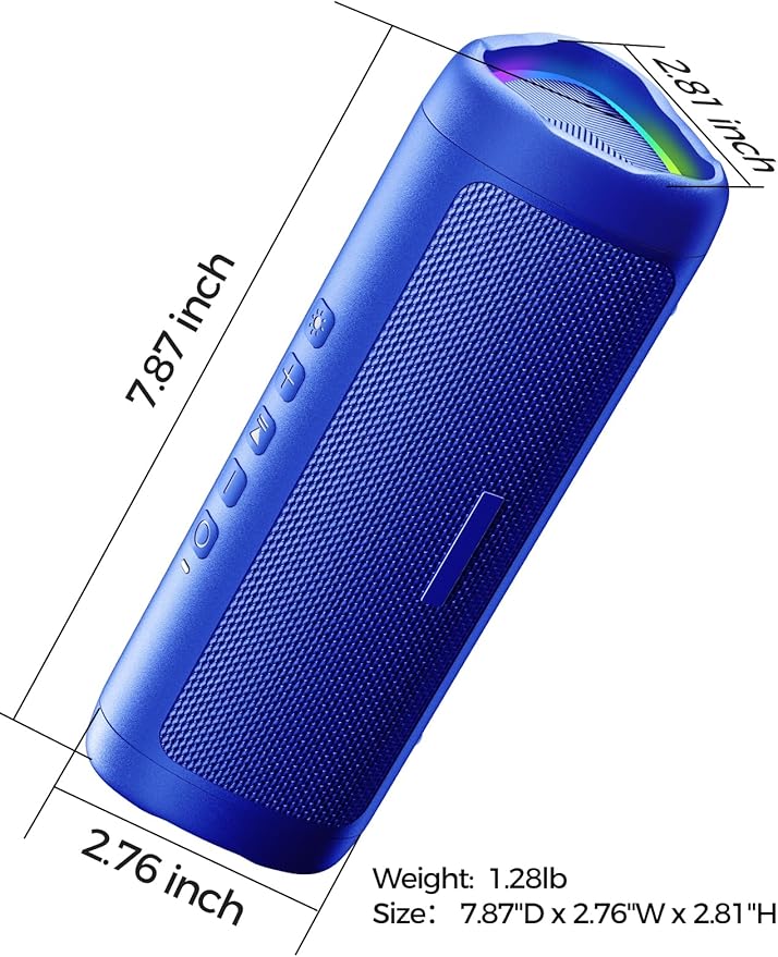 Bluetooth Speaker Gifts for Men: Portable Wireless, IPX5 Waterproof, White Elephant Gifts for Adults, Stocking Stuffers for Teens Boy Girl, Up to 20H Playtime, TWS Pair, for Home/Party/Outdoor (Blue)