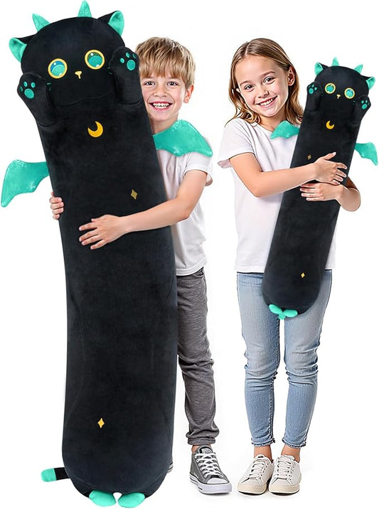 Mewaii Long Cat Plush, 5 Sizes, 120% Extra Filling Giant Plushness Kids Body Pillow, Kawaii Cute Big Eyes Stuffed Animal Plushie, Big Long Body Pillow Cat Plush Gift for Girls 28'
