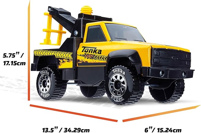 Tonka Steel Classics, Tow Truck - Made with Steel & Sturdy Plastic, Yellow Toy Construction Truck, Boys and Girls, Kids, Toddlers, Ages 3+