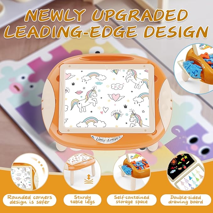 Toys for 1-2 Year Old, Toddler Toy with Magnetic Letters and Numbers, Learning and Educational Toys for 1 2 Year Old, Birthday Christmas Gifts (Creamy Orange)