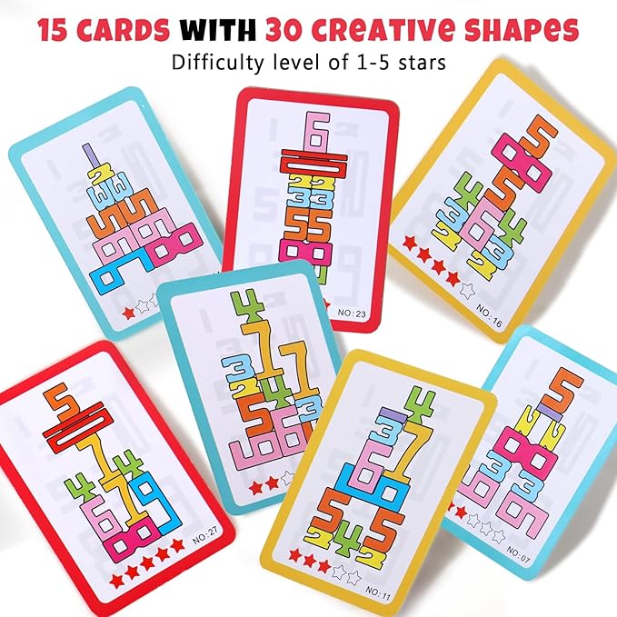 20 Pcs Stacking Wooden Math Numbers Blocks for 3+ Years Old Kids, 1-10 Montessori Toys, Game, Balance Competition, Toddler Learning Toys, Preschool Learning Activities, Wooden Blocks, 3-8 Years