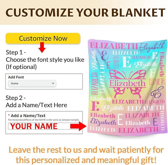 Butterfly Blanket and Throw, Personalized Girls Blankets for Kids, Women, Soft Cozy & Warm Butterfly Throws for Sofa Office Trip Chairs Camping, 4 Sizes for Toddler/Children/Teens/Adults