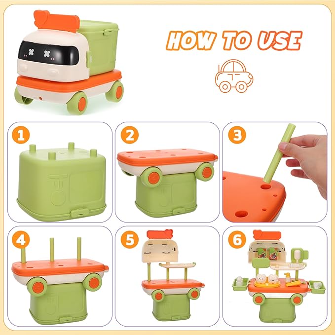 ERINGOGO 1set Boy Girl Doctor Kit with Storage Interactive Pretend Play Medical Tools for Toddlers Transformable Design into Car Toy Rich Accessories for Imaginative Role Play