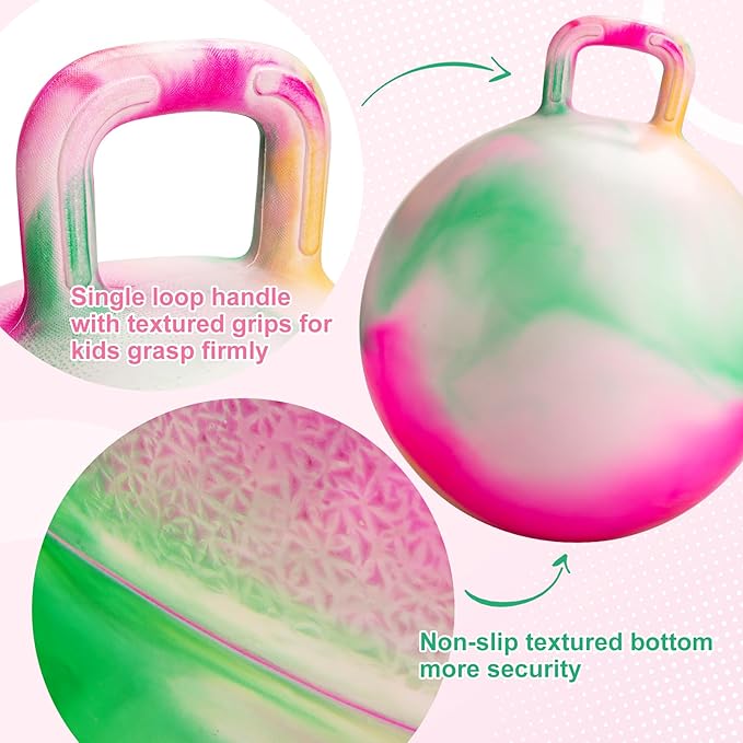 ZOOJOY Hopper Ball for Kids, Clouds Hopping Toys, 20 Inch Bouncy Ball with Handle for Boys Girls Aged 6-12, Inflatable Bounce Hopper Toy with Pump