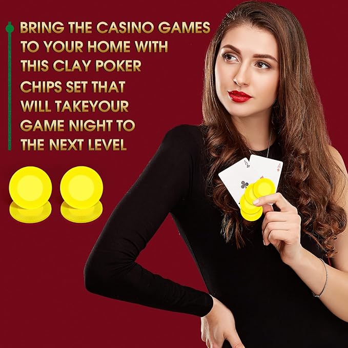 Leitee 500 Pcs Yellow Plastic Poker Chips Bulk 1.5 Inch Mini Bingo Chips Tokens Markers Blank Casino Counting Discs Learning Math Counters for Adults Interlocking Game Counting Reward Card