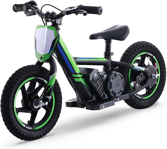 Electric Balance Bike for Kids 3 to 6 Years, Anti-Slip Grips, Adjustable Seat & Handler, Two Speed Safety Modes, Kid Electric Dirt Bike with 12” Off-Road Tires