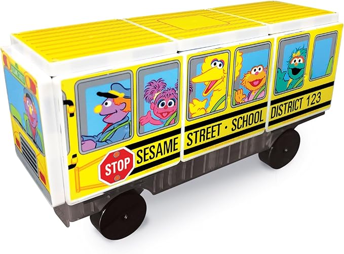 CreateOn “Sesame Street” Toy, Magnetic Kids’ Building Toys from “Sesame Street” Books, School Bus Magnet Tiles, Educational Toys for Ages 3+, 14 Pieces