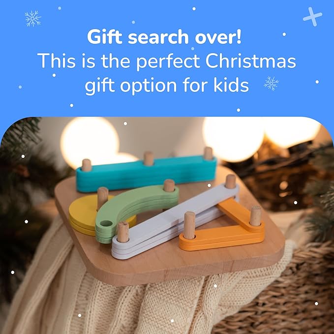 Bimi Boo Construction Activity Set: Premium Wooden Stacking Letters, Numbers, Shape Sorter Peg Board for Toddlers, Learning ABCs, Colors, Emotions (28 Sticks, 1 Board, 1 Guide Booklet)