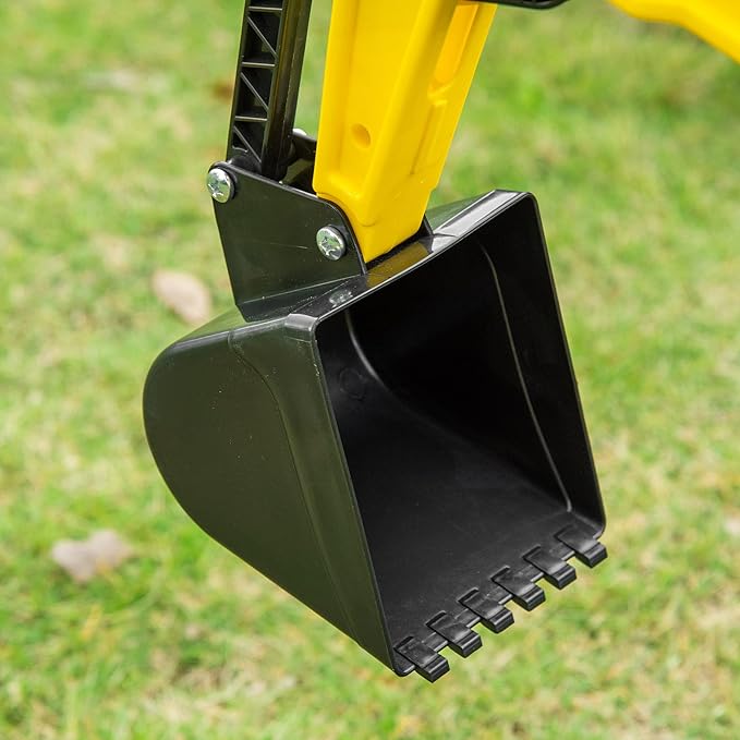 Aosom Kids Ride On Excavator, Pedal Digger, Construction Truck with Horn for Kids and Toddlers 3+, Yellow