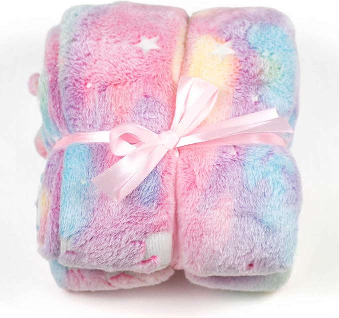 ModernMade Glow in The Dark Unicorn Blanket | Gifts for 1 2 3 4 5 6 7 8 9 10 Year Old Girls | Cozy and Soft Kids Blankets for Easter, Christmas, Birthday Gifts | 50" x 60" | Unicorn Pink