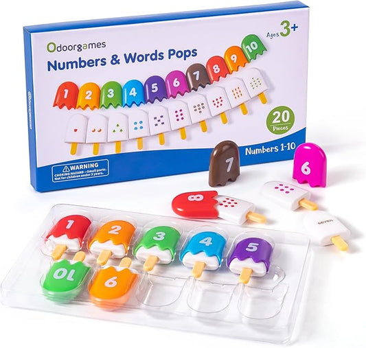 Mini Number Pops 1-10 – Fun Number Matching Toys for Kindergarten & Preschool – Ice Cream Counting & Recognition Math Games