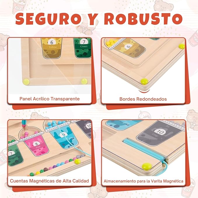 Magnetic Color & Number Learning Game for Toddlers, Montessori Counting Toys with 10 Cups & 55 Candy Balls, Fine Motor Skills Toys for Kids Ages 3 4 5, Preschool Educational (Classic Edition)