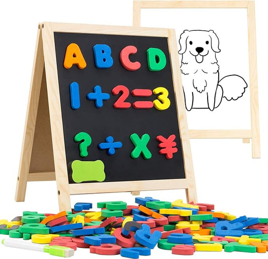 INNOCHEER Magnetic Letters and Numbers for Toddlers, Magnetic Board for Kids, ABC Alphabet Magnets, Educational Dry Erase Board - Whiteboard & Chalkboard for Toddlers Writing & Drawing Kids Toys