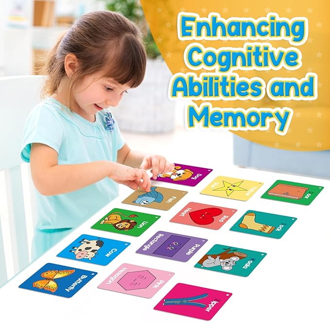 Torlam Toddler Flash Cards Baby Cognitive Flashcards for Kids, Learning Alphabet, Numbers, Shapes & Colors, Animals, First Words, Body Parts, Foods, Preschool Kindergarten Activities Educational Toys
