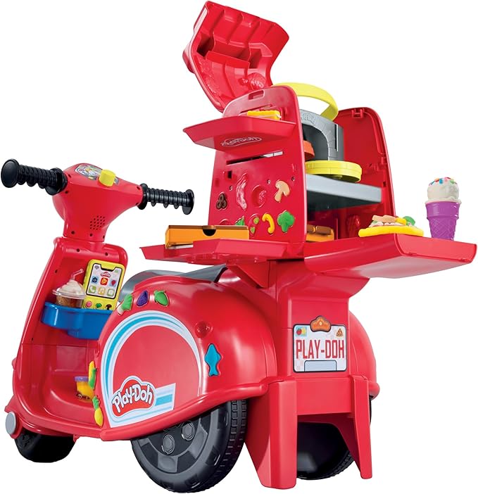 Play-Doh Pizza Delivery Scooter Playset, Large Ride-On Play Food Preschool Toys, Toy Pizza Set for Kids, Arts & Crafts for Boys & Girls, Ages 3+
