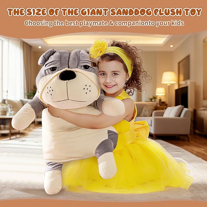 Giant Plush Dog Pillow 31" Super Soft Stuffed Animal - Large Brown Dog Plushie for Bed, Couch,Home Decor,Cuddling Pillow for Adults & Kids (Brown 80cm)