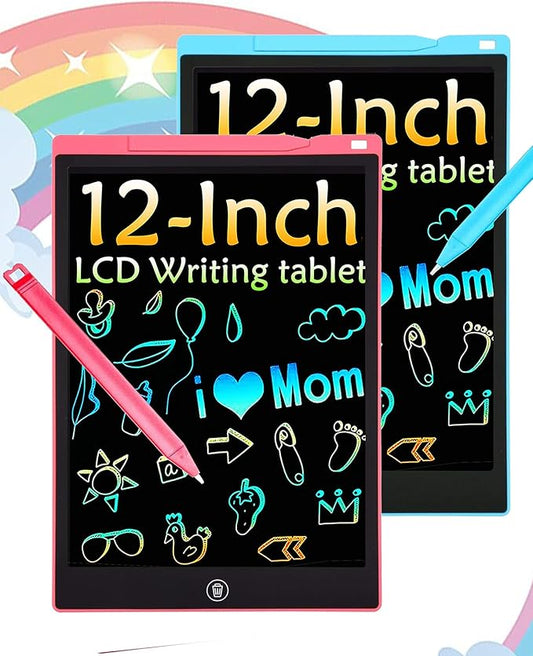 2 Pack LCD Writing Tablet, 12 inch Colorful Toddler Drawing Pad Doodle Board, Erasable Educational Toy Christmas Birthday Gift for 3 4 5 6 7 Year Old