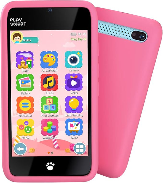 MOMILLA Toys Kids Smart Phone for Girls, 3.97” Cell Phone with Dual Cameras, Stickers & Frames, 200+ Games, 16GB Storage, Educational Mini Toddler Play Toy, Christmas Birthday Gift for Kids Age 3-10